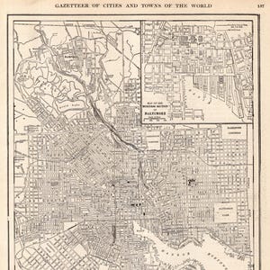 Mapa antiguo de las calles de Baltimore, Maryland, de 1926. Mapa de la ciudad de Baltimore. Decoración de pared en blanco y negro. Regalo de cumpleaños y aniversario para bodas. 3431