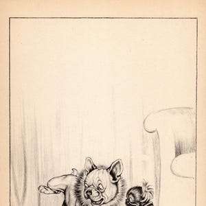 Funny French Bulldog and Pekingese Print Wall Art Decor Humorous 1940s Dog Illustration by Zito 10297k