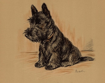 1930年代アンティークブルテリア犬プリント高級ブルテリア犬プリント