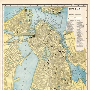 1900 Antique BOSTON Street Map of Boston Massachusetts George Cram Atlas Map Wall Home Decor Gift for Birthday Wedding Anniversary 2383