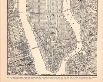 1936-Set MANHATTAN Street Map 2 Karten Set von New York City Wall Decor Schwarz und Weiß Galerie Wand Dekor Manhattan Geschenk 2009