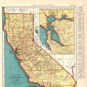 Antique CALIFORNIA State Map 1939 Vintage Map of California Gallery Wall Decor Housewarming Gift for Birthday Wedding Anniversary 3302