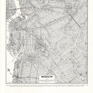 1947 Vintage Map of Brooklyn New York Street Map Brooklyn City Map Gallery Wall Decor Brooklyn Gift for Birthday Wedding  2253