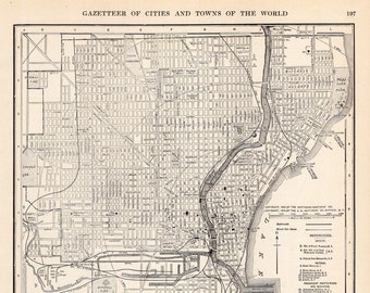 1904 Antique MILWAUKEE Street Map City Map of Milwaukee Wisconsin Gallery Wall Art Home Decor Housewarming Gift for Birthday 2261