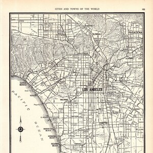 1940 Antique LOS ANGELES City Map of Los Angeles Street Map Black and White Wall Decor Anniversary Gift for Graduation Wedding Birthday 2326