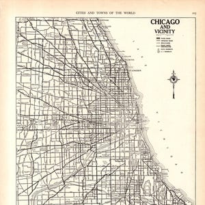 1941 Chicago Illinois City Map Antique Street Map of Chicago Gallery Wall Decor Gift for Birthday Travel Wedding  3405