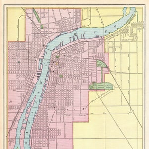 1899 Antique BAY CITY MICHIGAN Straßenkarte George Cram Atlas Karte von Bay City Wanddekor Geschenk für Jubiläum Geburtstag 2066