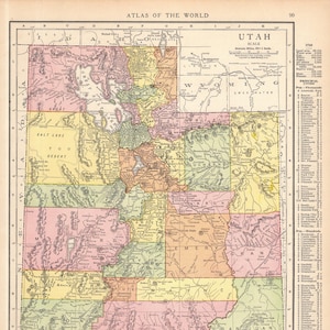 Mappa antica dello stato dello Utah del 1916 Mappa vintage dello Utah Decorazione Galleria di mappe Arte murale Regalo per compleanno Viaggio Laurea Nozze 2882