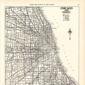 1941 CHICAGO Illinois City MAP Antique Street Map of Chicago Gallery Wall Decor Gift for Birthday Travel Wedding  2349