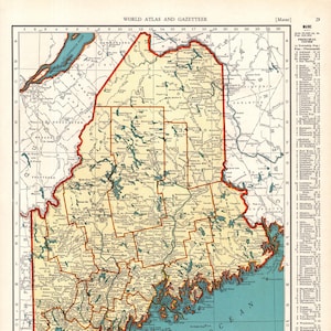 1939 Vintage Maine State Map Antique Map of Maine Gallery Wall Decor  Home Decor Housewarming Gift for Birthday Wedding Anniversary 3422
