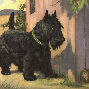 Scottish Terrier Dog Print Scottie Dog Print Wall Art Wesley Dennis Art Childrens Room Decor Birthday Gift   wd 5491a