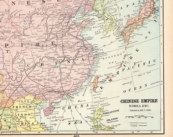 1905年製アンティーク中国地図 中国帝国地図 ジョージ・クラム