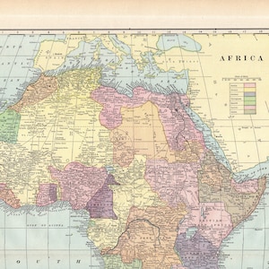 1899 Antique MAP of AFRICA Vintage Africa Map Gallery Wall Decor Home Library Decor Wedding Anniversary Honeymoon Birthday Gift 2130