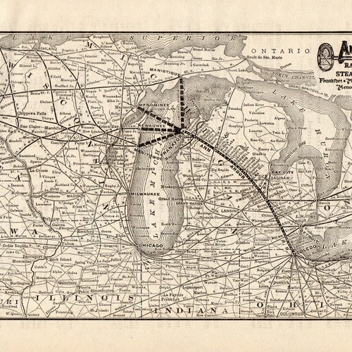 Ann Arbor Railroad Map Old Map Of Northern Pacific Railways Map Vintage Rail Road | Etsy New  Zealand