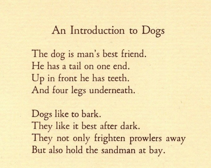 1940s Mans Best Friend Dog Poem Print Ogden Nash Dog Poetry Etsy