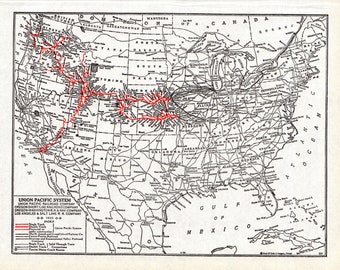 Union Pacific Map Etsy Union Pacific Map Etsy