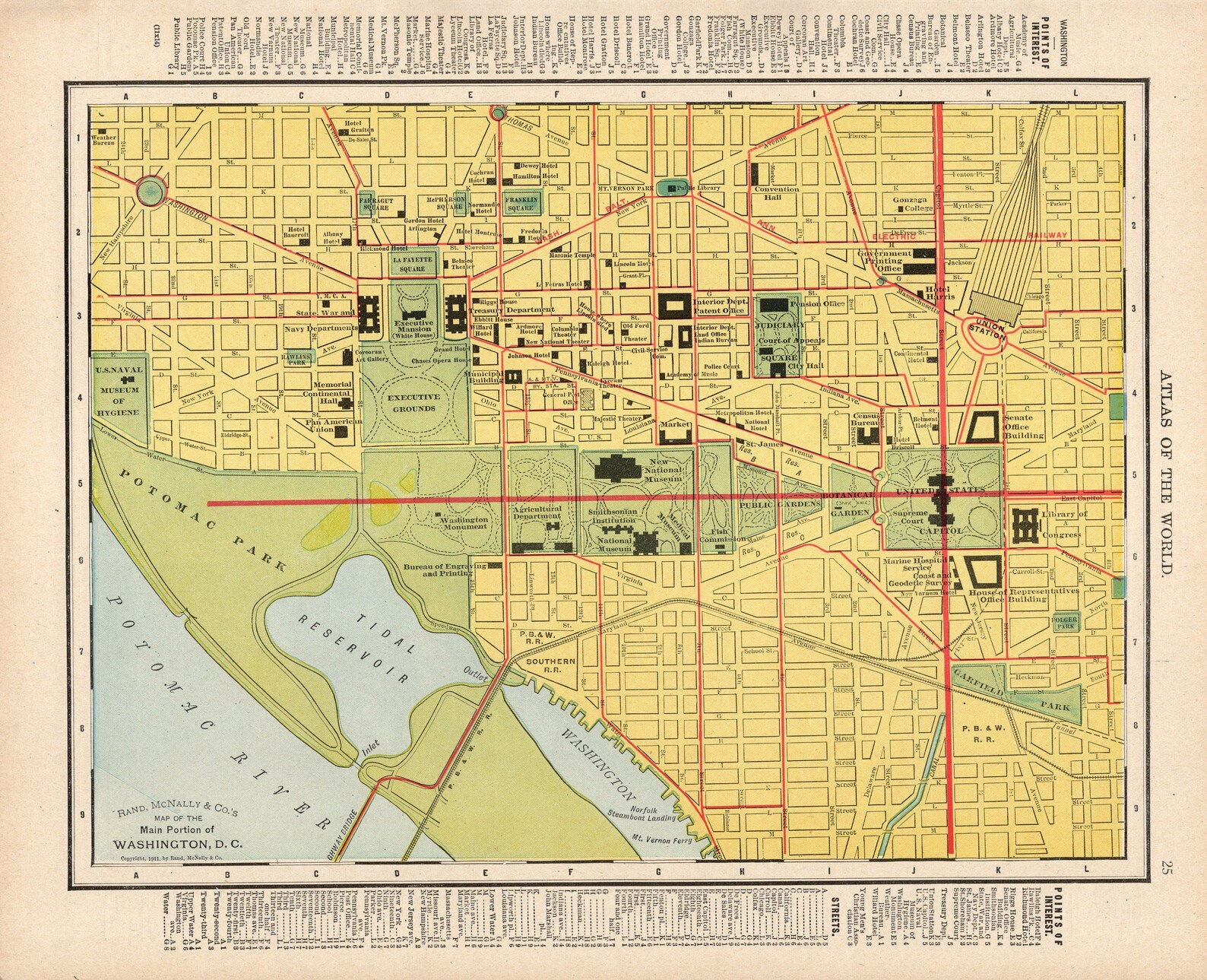 1911 Antique WASHINGTON DC Street MAP City Map of Washington Etsy