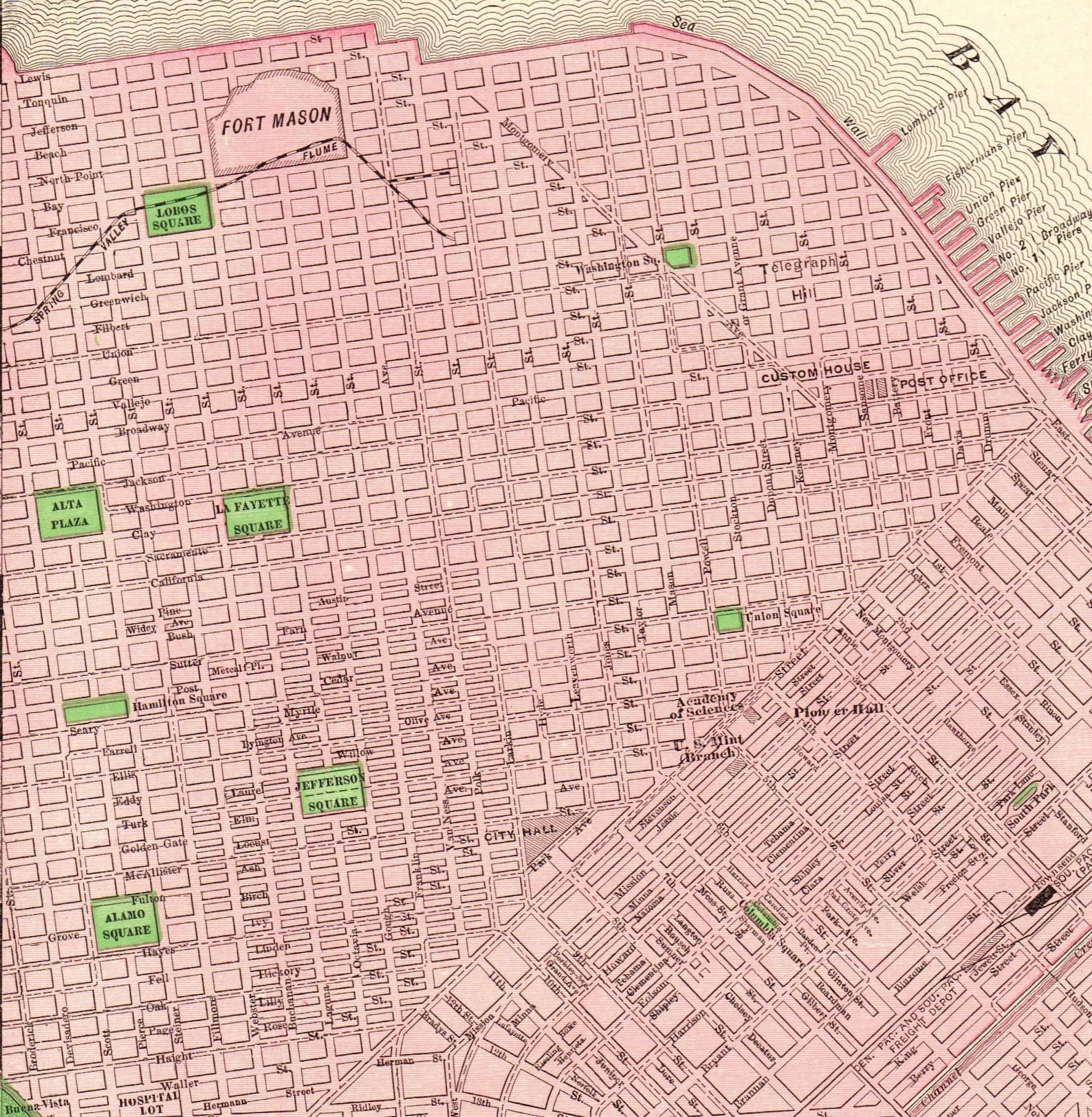 1900 Antique SAN FRANCISCO Street MAP Vintage City Map of San | Etsy
