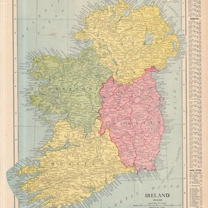 1914 Antike Irland Landkarte Atlas Karte von Irland Galerie Wand Wohnkultur Geburtstagsgeschenk für Graduierung Jubiläum Hochzeit 3066
