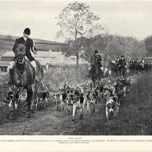 1930 Antiker FOXHOUND Druck Fox Jagdrudel Fuchsjagd Druck Landhaus Cabin Wanddekoration Geburtstag Geschenk Idee 11228z