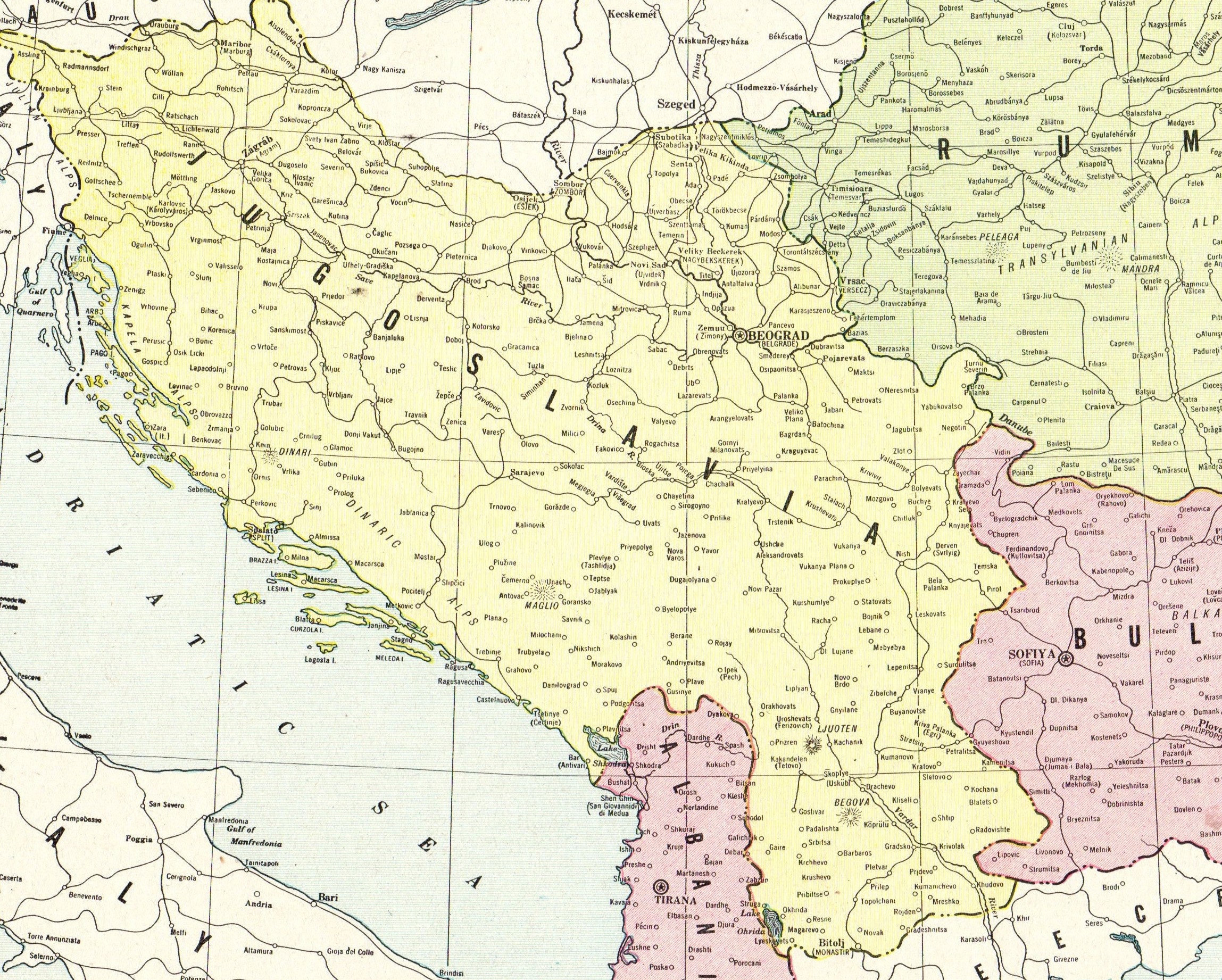 1931 Antique Yugoslavia and Balkan States Map Bulgaria Romania  Etsy