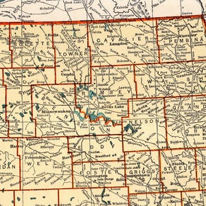1942 Vintage NORTH DAKOTA State Map Antique Map of North Dakota Gallery Wall Home Decor Gift for Wedding Anniversary Birthday 3909 image 2