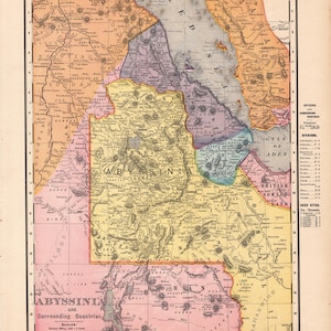 1902 antieke Abessinië kaart van Ethiopië Afrika kaart galerij muur kunst cadeau voor verjaardag reizen afstuderen huwelijksverjaardag 3169