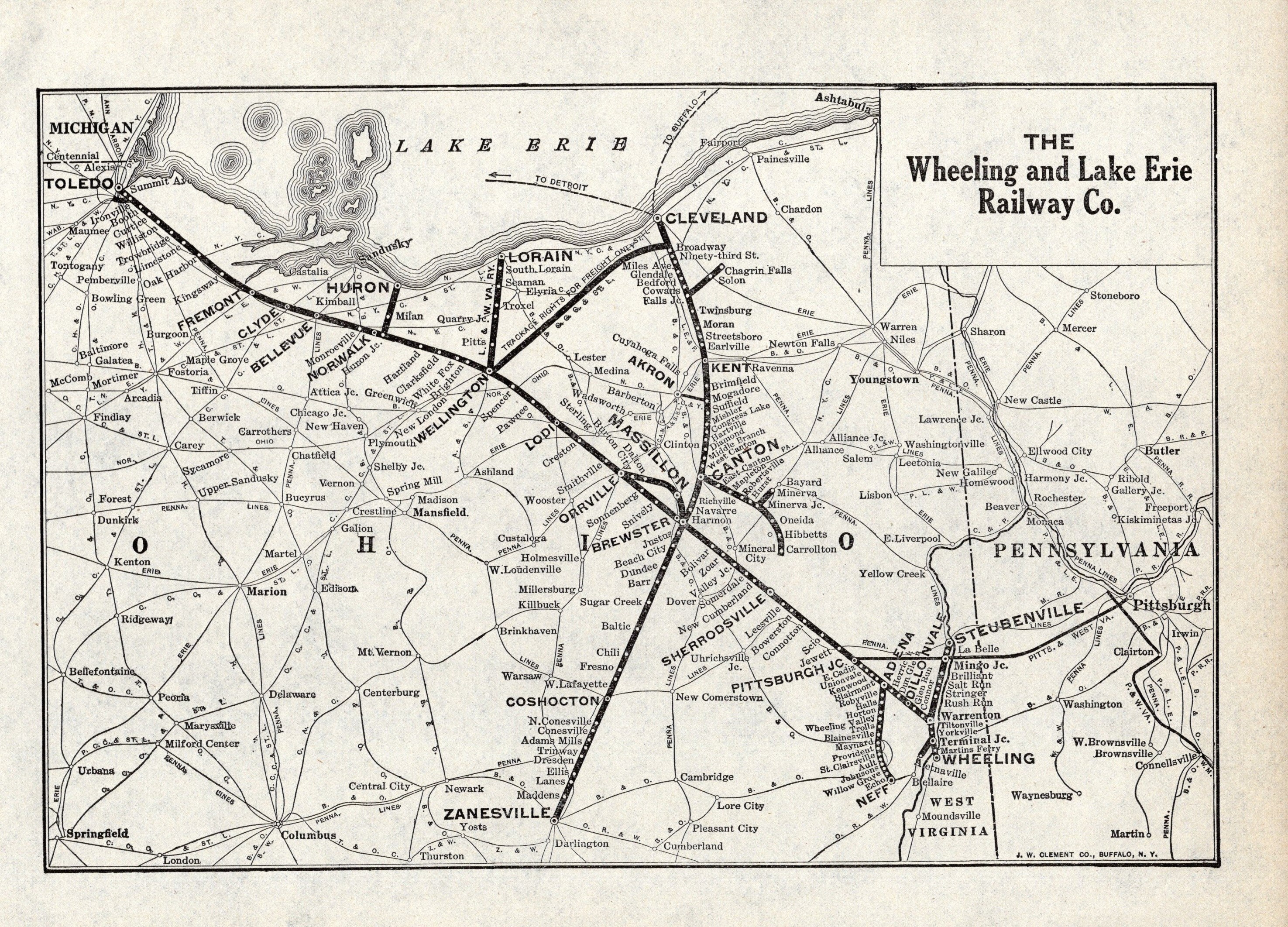 Wheeling And Lake Erie Railroad Map 1942 Antique Wheeling And Lake Erie Railroad Map Vintage | Etsy Uk