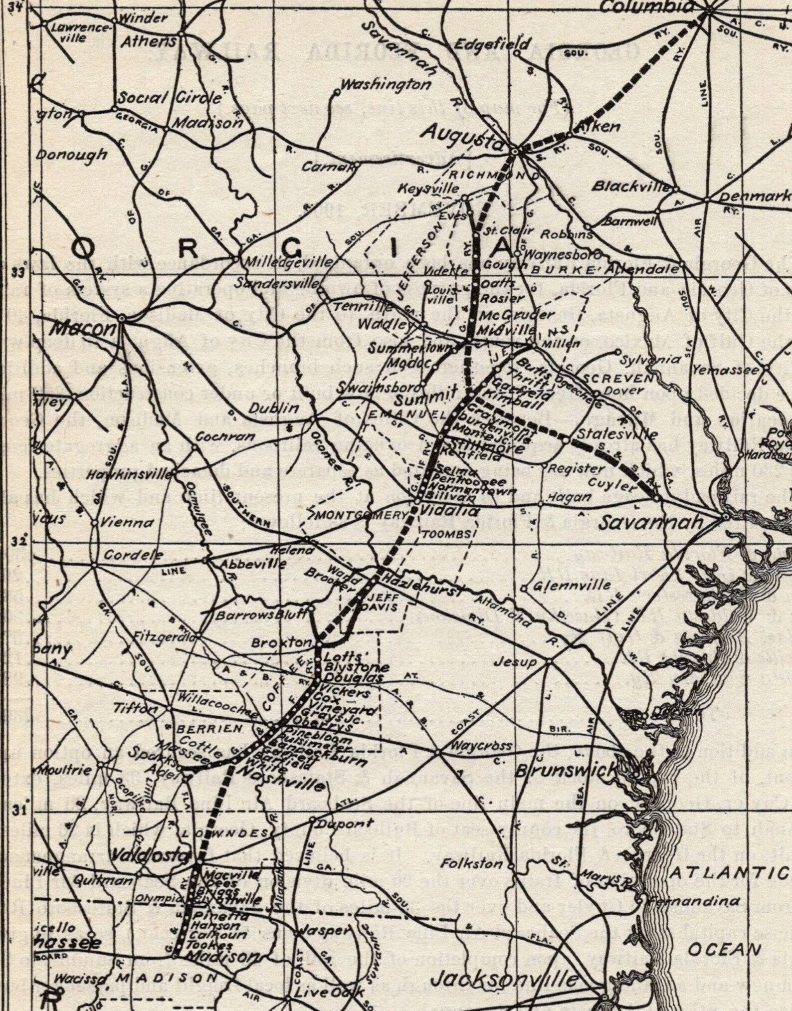 1906 Antique & Florida Railway Map Vintage Railroad Etsy