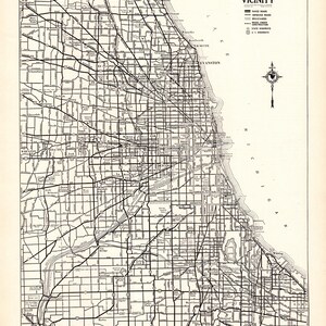 1941, Chicago, Illinois, plan de la ville, carte des rues antiques de Chicago, décoration murale, cadeau pour anniversaire, voyage, mariage, 3238