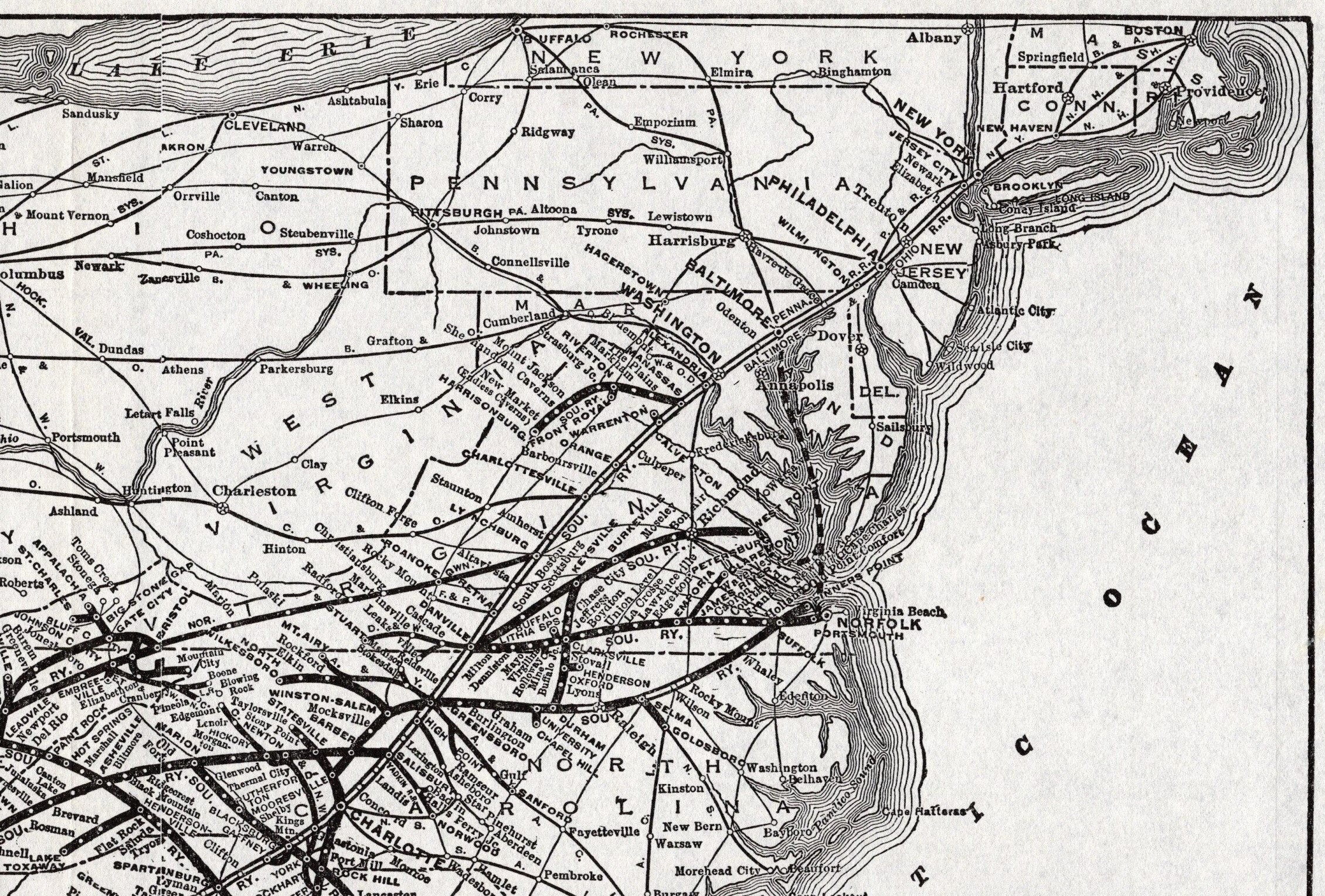1938 Antique Southern Railway Map Vintage Southern Railroad Etsy