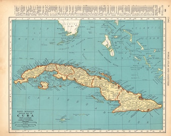 1938 Vintage Cuba Map 1930s Atlas Map of Cuba Gift Gallery Wall Decor Gift For Wedding Birthday Anniversary 4163