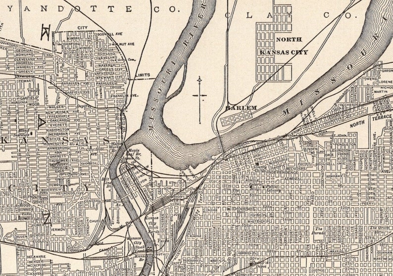 1928 Antique KANSAS CITY Street Map of Kansas City Missouri Etsy