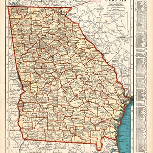 1941 Vintage Georgia State Map of Georgia Gallery Wall Decor Home Office Decor Anniversary Gift for Birthday Wedding Graduation 3131