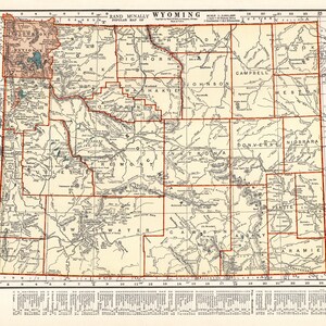 1936 Vintage WYOMING State Map of Wyoming Gallery Wall Decor Housewarming Gift for Traveler Wedding Birthday Anniversary 3205