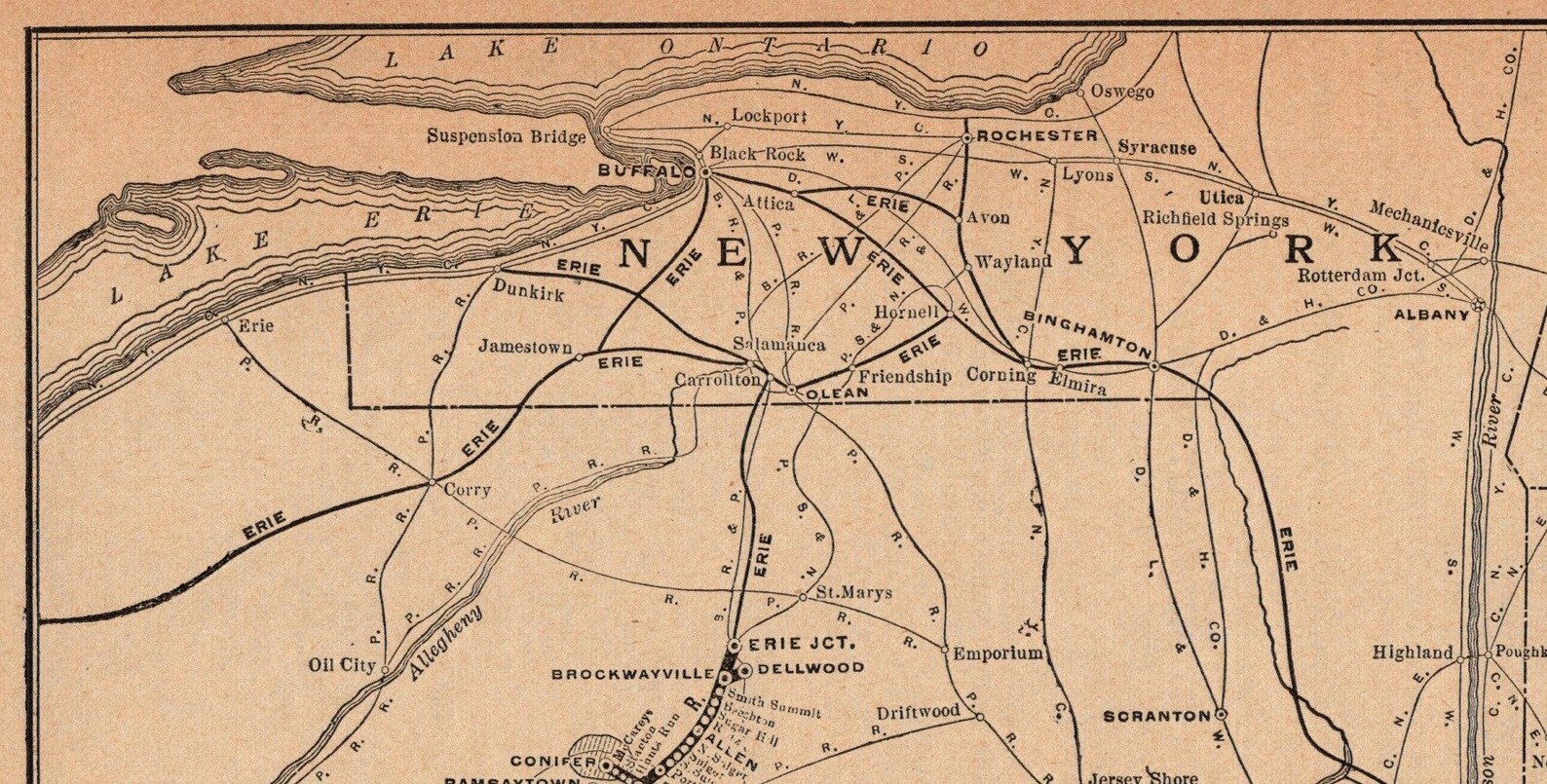 1918 Antique Pittsburgh and Shawmut Railroad Map Pittsburg Etsy