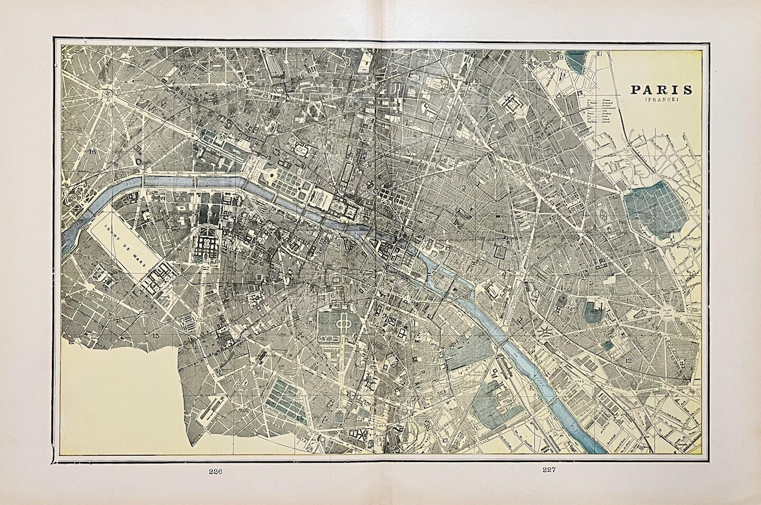 1898年製アンティーク パリ フランス ストリートマップ ヴィンテージ
