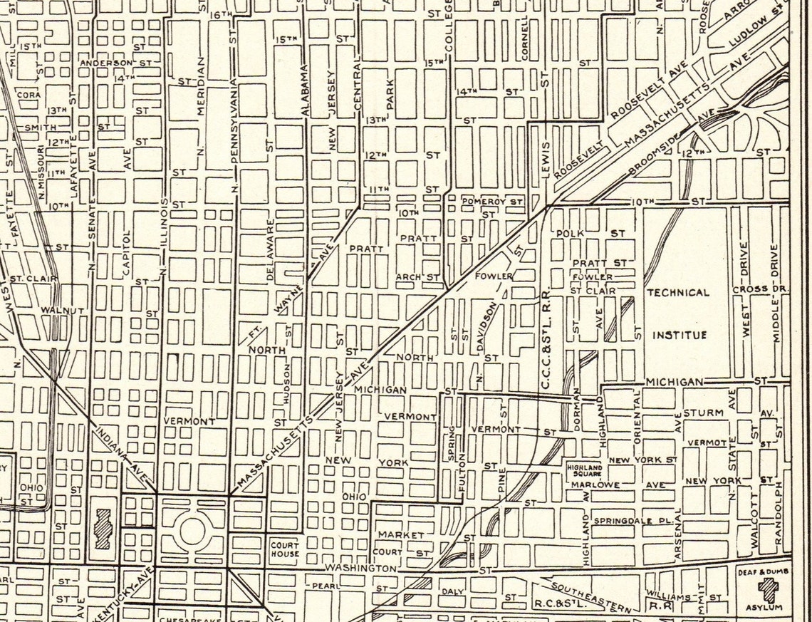 Vintage 1930s City Map – Indianapolis main image 1
