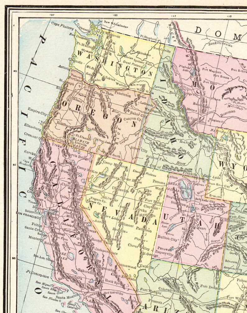1895 Antique UNITED STATES Map - Il 794xN.2570251484 58wg 
