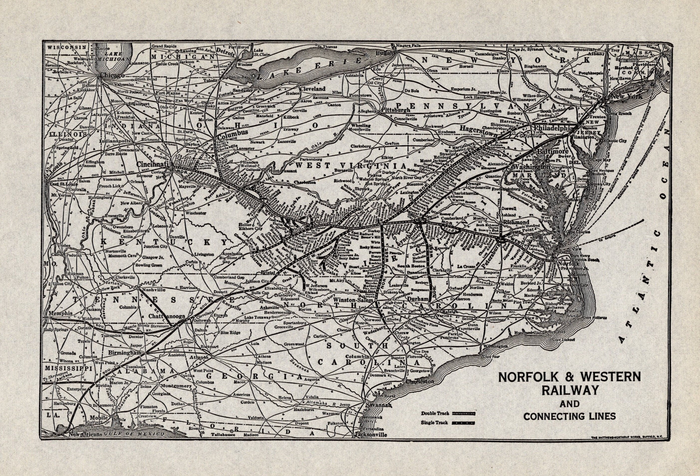 Norfolk And Western Railroad Map 1931 Antique Norfolk & Western Railway Map Vintage Railroad - Etsy Singapore