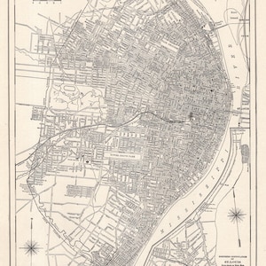 1927 Antique St Louis Street Map Vintage City Map of St Louis Missouri Black and White Gallery Wall Decor Gift for Wedding  Birthday 3406