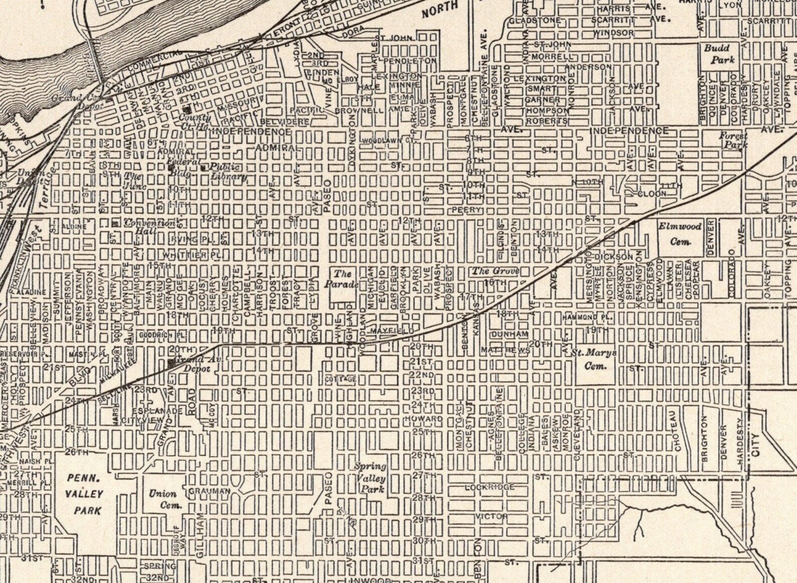 1928 Antique KANSAS CITY Street Map of Kansas City Missouri Etsy