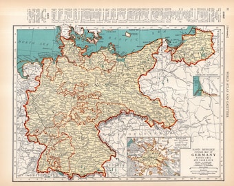 1938 Map of Germany Vintage 1930s Germany Prussia Atlas Map Gallery Wall Decor Gift For Birthday Wedding Graduation Travel 3944