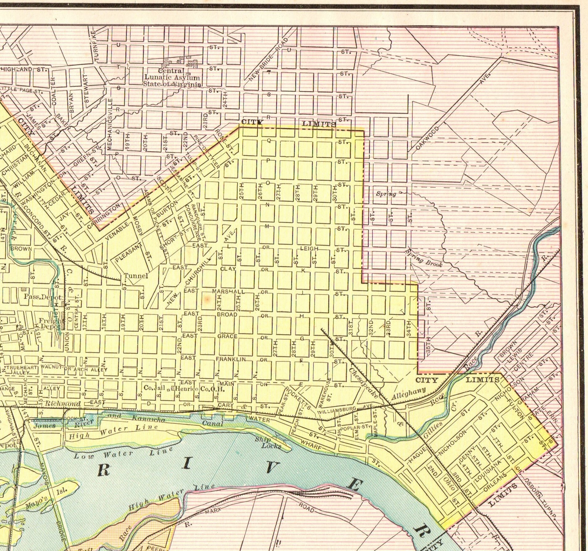 1898 Antique RICHMOND Virginia Street Map Vintage Cram Etsy