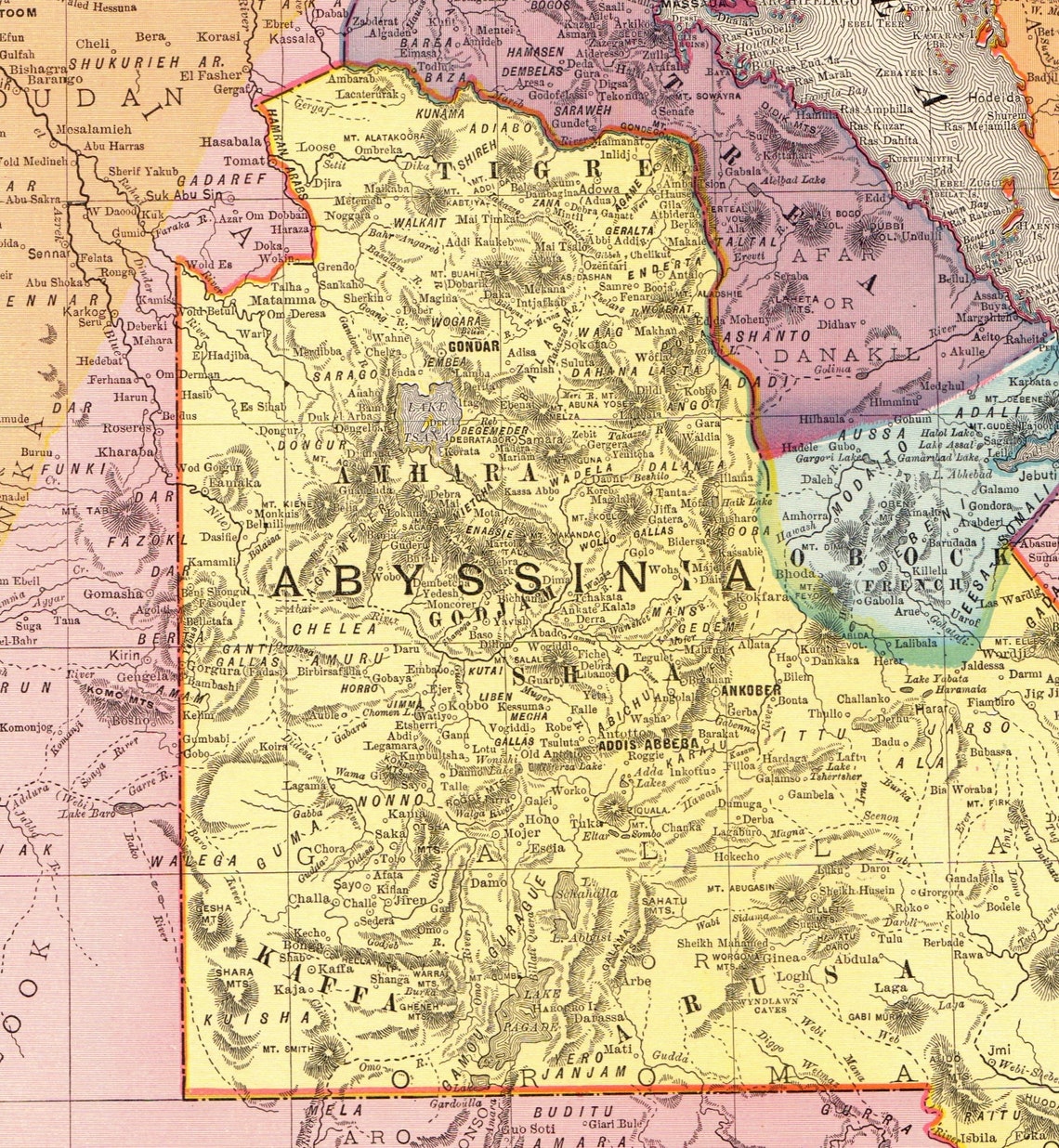 1898 antike Abessinien Karte von Äthiopien Afrika Karte | Etsy