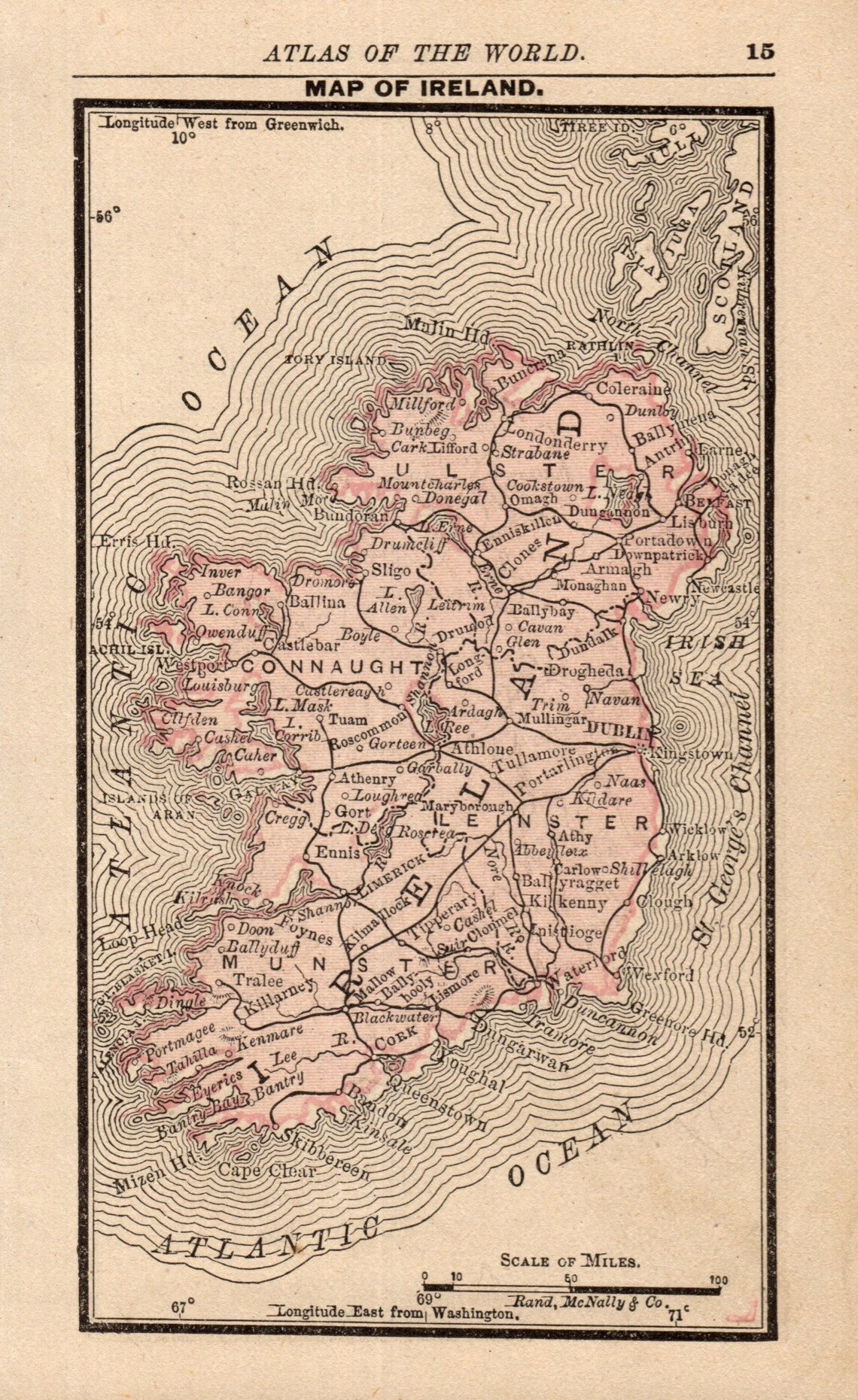 1888 Antique IRELAND Map Vintage MINIATURE Map of Ireland Wall Etsy