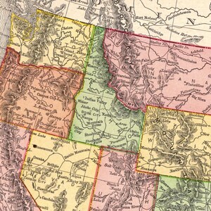 1907 Antique UNITED STATES Map of the United States Usa Map Wall Art ...