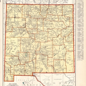 1939 Vintage NEW MEXICO staat kaart Atlas kaart van New Mexico galerij muur decor housewarming cadeau voor bruiloft verjaardag verjaardag 3396