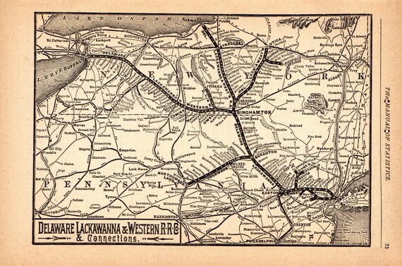 Delaware Lackawanna Railroad Map 1891 Antique Delaware Lackawanna & Western Railroad Map | Etsy Ireland