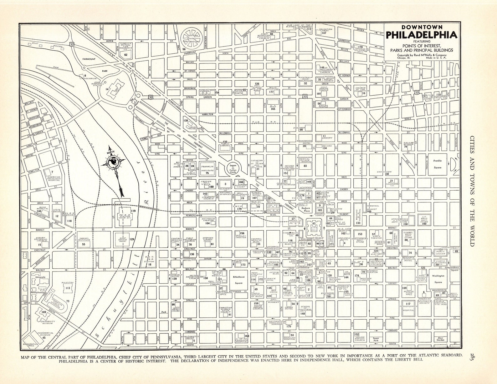 1937 Antique PHILADELPHIA Street Map Vintage City Map of Philadelphia ...